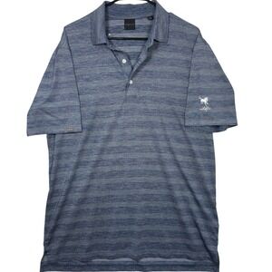 Dunning Golf Polo Shirt Size L Wildfire Logo Space Dye Striped Blue